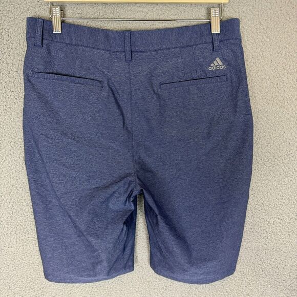 Adidas Shorts Mens 32 Blue Flat Front Performance Stretch Golf Casual - Picture 2 of 5